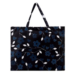 Floral pattern Zipper Large Tote Bag