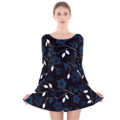 Floral pattern Long Sleeve Velvet Skater Dress