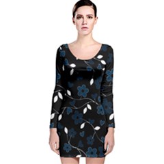 Floral pattern Long Sleeve Velvet Bodycon Dress