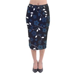 Floral pattern Velvet Midi Pencil Skirt