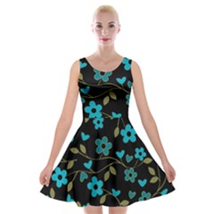 Floral Pattern Velvet Skater Dress by Valentinaart