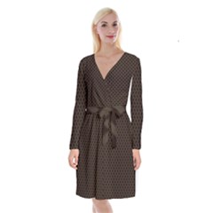 Pattern Long Sleeve Velvet Front Wrap Dress