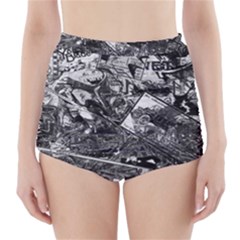 Vintage Newspaper  High-waisted Bikini Bottoms by Valentinaart