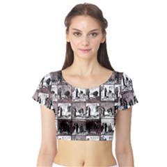 Comic Book  Short Sleeve Crop Top (tight Fit) by Valentinaart