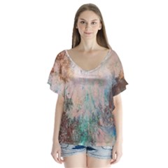 Cold Stone Abstract Flutter Sleeve Top by digitaldivadesigns