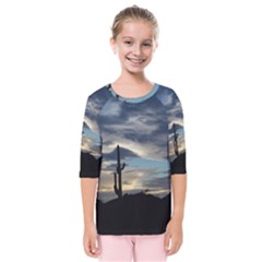 Cactus Sunset Kids  Quarter Sleeve Raglan Tee