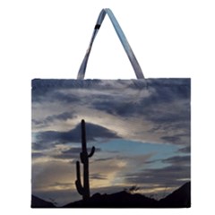 Cactus Sunset Zipper Large Tote Bag