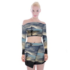 Cactus Sunset Off Shoulder Top With Skirt Set