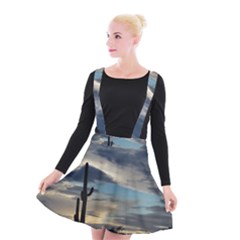 Cactus Sunset Suspender Skater Skirt