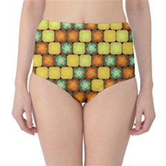 Random Hibiscus Pattern High-waist Bikini Bottoms by linceazul