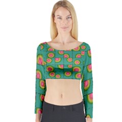 Tiled Circular Gradients Long Sleeve Crop Top by linceazul