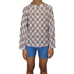 Stylized Leaves Floral Collage Kids  Long Sleeve Swimwear