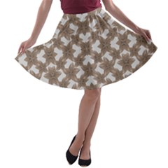 Stylized Leaves Floral Collage A-line Skater Skirt