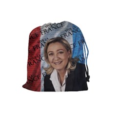 Marine Le Pen Drawstring Pouches (large)  by Valentinaart