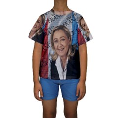 Marine Le Pen Kids  Short Sleeve Swimwear by Valentinaart