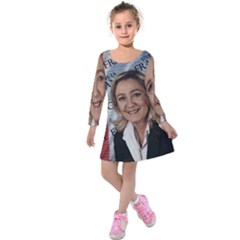 Marine Le Pen Kids  Long Sleeve Velvet Dress by Valentinaart