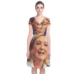 Marine Le Pen Short Sleeve Front Wrap Dress by Valentinaart