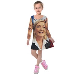 Marine Le Pen Kids  Long Sleeve Velvet Dress by Valentinaart