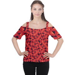 Fake Wood Pattern Women s Cutout Shoulder Tee