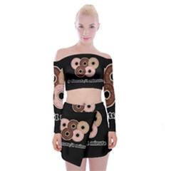 Five Donuts In One Minute  Off Shoulder Top With Skirt Set