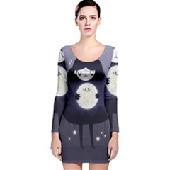 Moon Long Sleeve Velvet Bodycon Dress