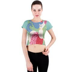 Unicorn Crew Neck Crop Top