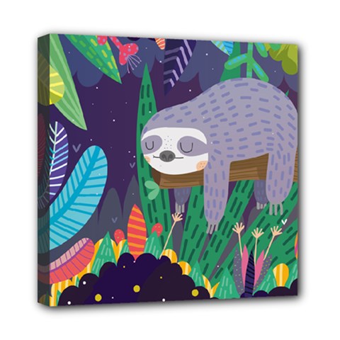 Sloth In Nature Mini Canvas 8  X 8 