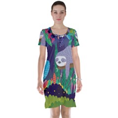 Sloth In Nature Short Sleeve Nightdress