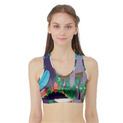 Sloth In Nature Sports Bra With Border by Mjdaluz