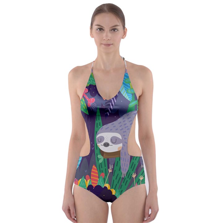 Sloth in nature Cut-Out One Piece Swimsuit