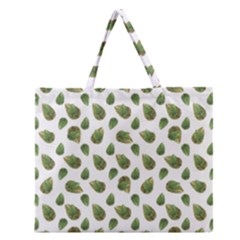 Leaves Motif Nature Pattern Zipper Large Tote Bag by dflcprints