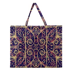 Tribal Ornate Pattern Zipper Large Tote Bag by dflcprints