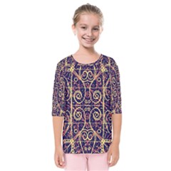 Tribal Ornate Pattern Kids  Quarter Sleeve Raglan Tee