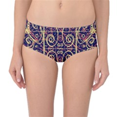 Tribal Ornate Pattern Mid-waist Bikini Bottoms