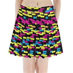 Colorful Strokes On A Black Background         Pleated Mini Mesh Skirt by LalyLauraFLM