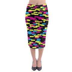 Colorful Strokes On A Black Background               Midi Pencil Skirt by LalyLauraFLM