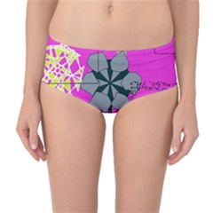 Flowers And Squares              Mid-waist Bikini Bottoms by LalyLauraFLM