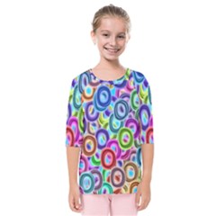 Colorful Ovals          Kids  Quarter Sleeve Raglan Tee