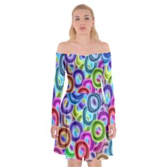 Colorful Ovals  Off Shoulder Skater Dress