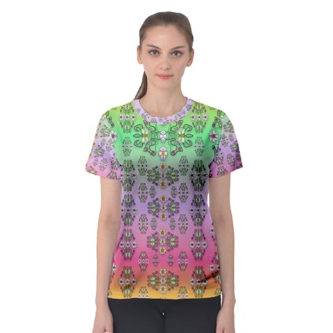 Summer Bloom In Festive Mood Women s Sport Mesh Tee by pepitasart