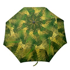 Green And Gold Abstract Folding Umbrellas by linceazul