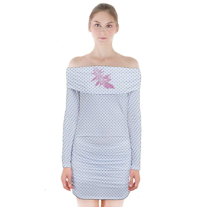 Ganja Pink Long Sleeve Off Shoulder Dress