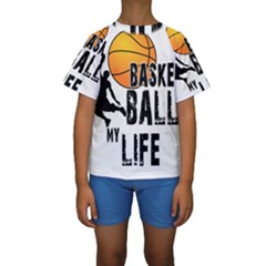 Basketball Is My Life Kids  Short Sleeve Swimwear by Valentinaart