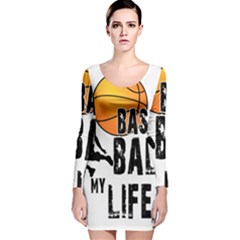 Basketball Is My Life Long Sleeve Velvet Bodycon Dress by Valentinaart