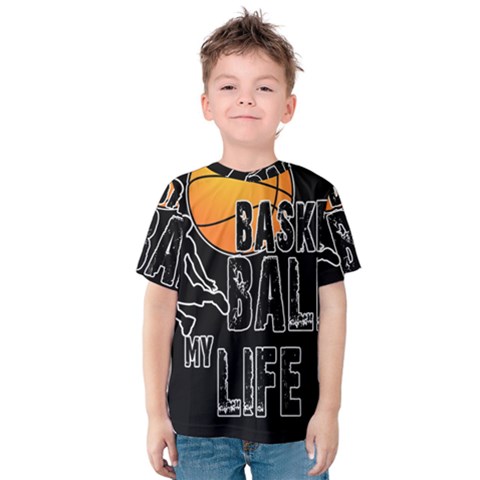 Basketball Is My Life Kids  Cotton Tee by Valentinaart