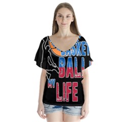 Basketball Is My Life Flutter Sleeve Top by Valentinaart