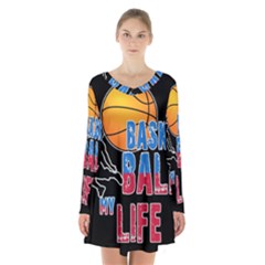 Basketball Is My Life Long Sleeve Velvet V-neck Dress by Valentinaart