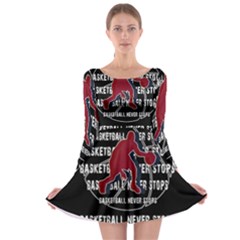 Basketball Never Stops Long Sleeve Skater Dress by Valentinaart