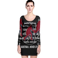 Basketball Never Stops Long Sleeve Velvet Bodycon Dress by Valentinaart