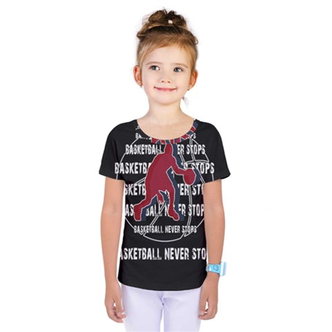 Basketball Never Stops Kids  One Piece Tee by Valentinaart